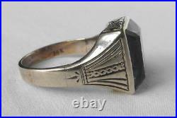 14k Gold Vintage Art Deco Amethyst Ring Mens Womens Inscribed Dated 1933 Sz 7