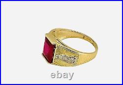 14k Gold Vintage Gemstone Men's Statement Ring Size11