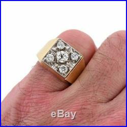 14k Real Yellow Gold Vintage Men's Wedding Engagement Ring Round 1.00 Ct Diamond