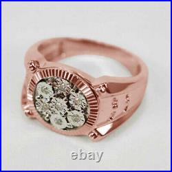 14k Rose Gold Over 1.20 Ct Round Cut Diamond Pinky Ring Men's Wedding Band