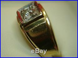 14k Vintage Men's Yellow Gold Diamond Ring With. 38 Ct Stone Well Made