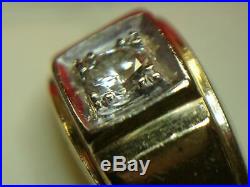 14k Vintage Men's Yellow Gold Diamond Ring With. 38 Ct Stone Well Made