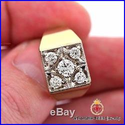 14k Yellow Gold 1.00Ctw Vintage Mens Diamond Five-Stone Right Hand Pinky Ring