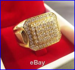 14k Yellow Gold Fn 2. Ct Vintage Mens Diamond White-Stone Right Hand Pinky Ring