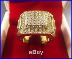 14k Yellow Gold Fn 2. Ct Vintage Mens Diamond White-Stone Right Hand Pinky Ring