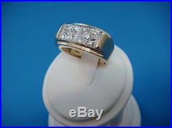 14k Yellow Gold Men's Vintage Retro Style Diamond Ring, 7.6 Grams, Size 10
