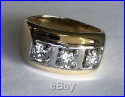 14k Yellow Gold Mens. 99 CT Diamond Ring Vintage Style APPRAISAL $2975