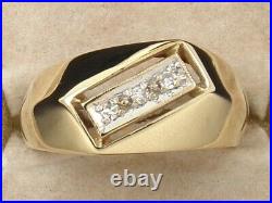 14k Yellow Gold Plated Real Moissanite Band Men's Three Stone Pinky Ring Vintage