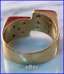 14k Yellow Gold Vintage DIAMOND DICE Men's Ring 12 Grams