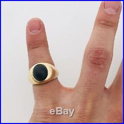 14k Yellow Gold Vintage Men's Bloodstone Pinky Ring 11.4g Size 6