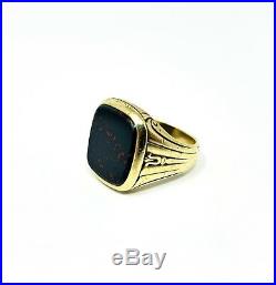 14k Yellow Gold Vintage Men's Bloodstone Ring 14.6g Size 8