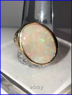 14k Yellow Gold Vintage Mens Oval Opal Ring, Size 9.25, 10.9 Grams