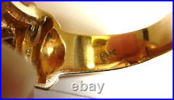 14k Yg Men's Vintage. 25ctdw European Cut Diamond And Ruby Buckle Ring, Sz 9.75