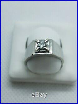 14k white gold Men Vintage 1980 Pinkie Ring with. 20CT Diamond size 6 pre-owned