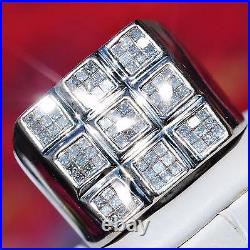 14k white gold men's ring 2.45ct diamond invisible set size 7 vintage 17.7g 5108