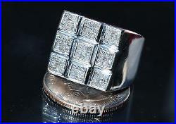 14k white gold men's ring 2.45ct diamond invisible set size 7 vintage 17.7g 5108
