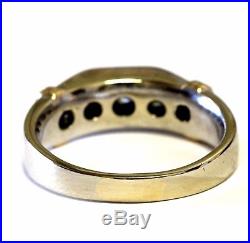 14k white yellow gold. 98ct 5 diamond mens wedding band ring 10.7g gents vintage