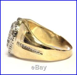 14k yellow gold. 39ct SI2 H diamond mens cluster ring 10.2g gents estate vintage