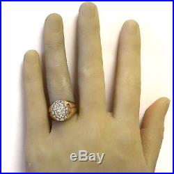14k yellow gold. 39ct SI2 H diamond mens cluster ring 10.2g gents estate vintage