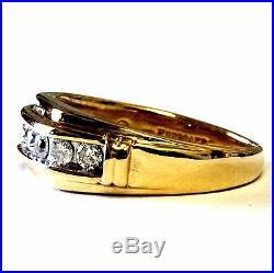 14k yellow gold. 42ct mens diamond wedding band ring 7.1g estate vintage antique
