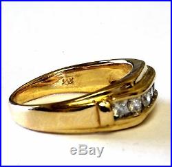 14k yellow gold. 42ct mens diamond wedding band ring 7.1g estate vintage antique