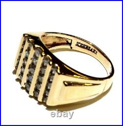 14k yellow gold. 70ct diamond SI2 I mens wedding band anniversary ring vintage