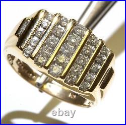 14k yellow gold. 70ct diamond SI2 I mens wedding band anniversary ring vintage