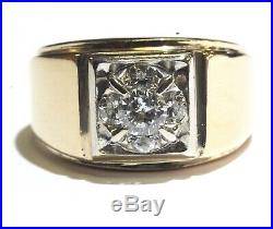 14k yellow gold. 93ct diamond mens cluster ring 13.8g gents vintage
