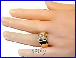 14k yellow gold. 93ct diamond mens cluster ring 13.8g gents vintage