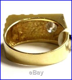 14k yellow gold mens. 45ct SI3 J diamond ring 8.8g gents vintage estate antique