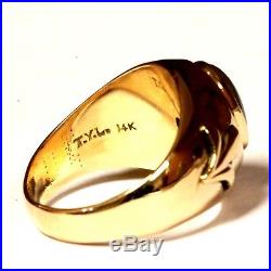 14k yellow gold mens blue star sapphire gemstone ring 7.4g gents vintage estate