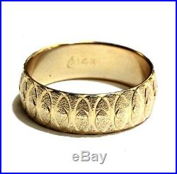 14k yellow gold mens pattern art deco wedding band ring 6.3g gents vintage