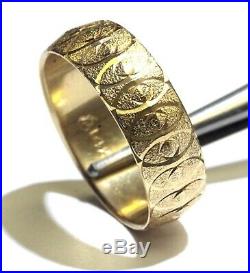 14k yellow gold mens pattern art deco wedding band ring 6.3g gents vintage