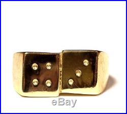 14k yellow gold mens womens dice ring 10.6g gents vintage antique