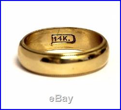 14k yellow gold womens mens milgrain wedding band ring 5.8g vintage