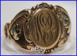1800's Vintage Otsby Barton 10K Rose Gold Signet Large Men's Ring L469