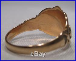 1800's Vintage Otsby Barton 10K Rose Gold Signet Large Men's Ring L469