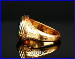 1874 Nordic Men Signet Ring Blood Stone solid 18K Gold Ø6.75 US / 3 gr