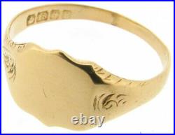18Carat yellow gold shield signet ring size V1/2 ladies mans vintage year 1853