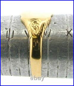 18Carat yellow gold shield signet ring size V1/2 ladies mans vintage year 1853