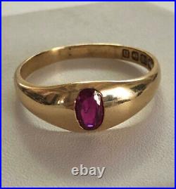 18K c1900-1924 Birmingham Natural Ruby Ring Natural Ruby For Man Or Woman