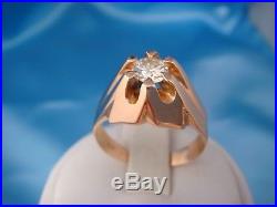 18 K Rose Gold Gypsy Vintage Men's High End Ring 0.70 Carat Genuine Diamond