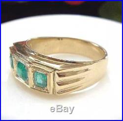 18k Gold Emerald Ring Men's Ladies Size 10 7.8 Grams 18kt, Vintage, Appraised