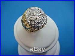 18k Gold Vintage Heavy 18.7 Grams 0.65 Ct Starburst Men's Diamond Ring, Size 7