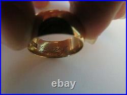 18k Men's Wedding Ring Cigar Band Size 9 Yellow Gold 9mm Wide 10.69g Weighty Vtg