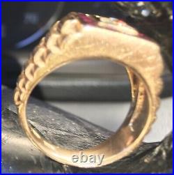 18k SOLID Gold Luxury mens ring 12 Burmese Ruby Pigeons Blood Stones & 5 Diamond