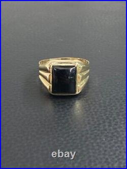 18k solid yellow gold mens onyx vintage ring size 13 8.2 grams Vintage