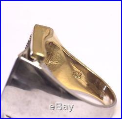 18k yellow white gold gents. 23ct SI2 H diamond ring mens 14.9g vintage signet