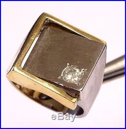 18k yellow white gold gents. 23ct SI2 H diamond ring mens 14.9g vintage signet