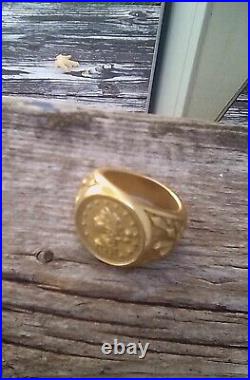 1902 Liberty Coin Vintage 18k Gold Plated Men's Ring Size 11